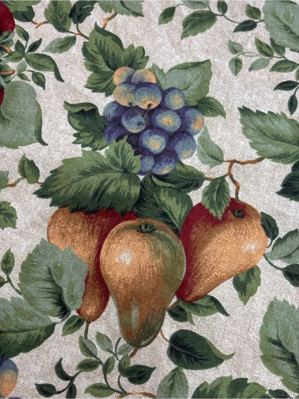 Sonoma Fabric Tablecloth Fall Autumn Fruit Apples Pears Grapes Leaves 97”x 56”